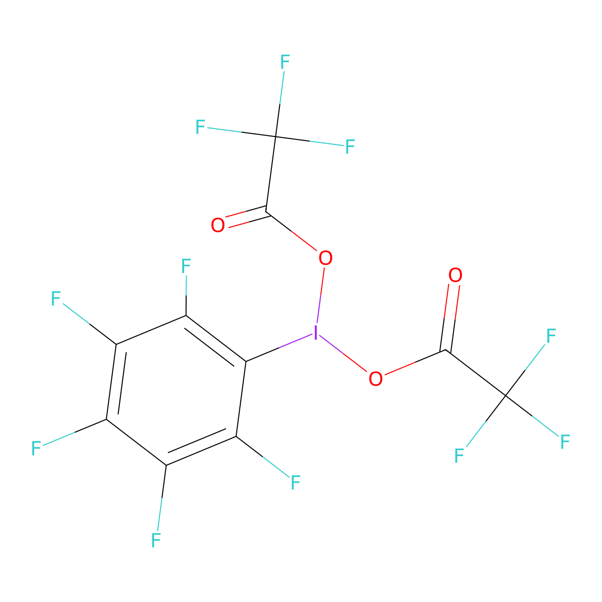 (Bis(trifluoroacetoxy)iodo)pentafluorobenzene molecular structure, CAS 14353-88-9