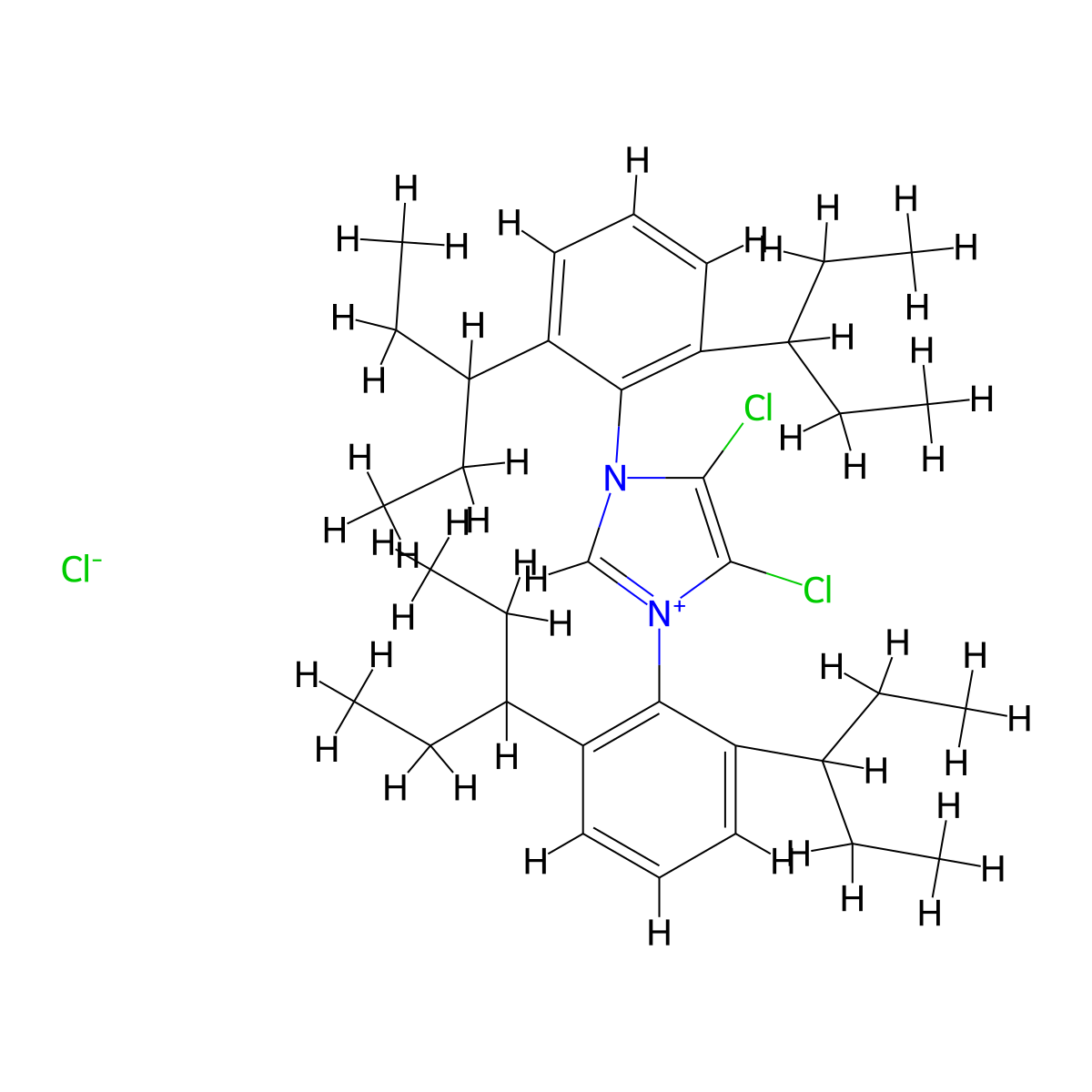 4,5-Dichloro-1,3-bis(2,6-di(pentan-3-yl)phenyl)-1H-imidazol-3-ium chloride molecular structure, CAS 1435347-23-1