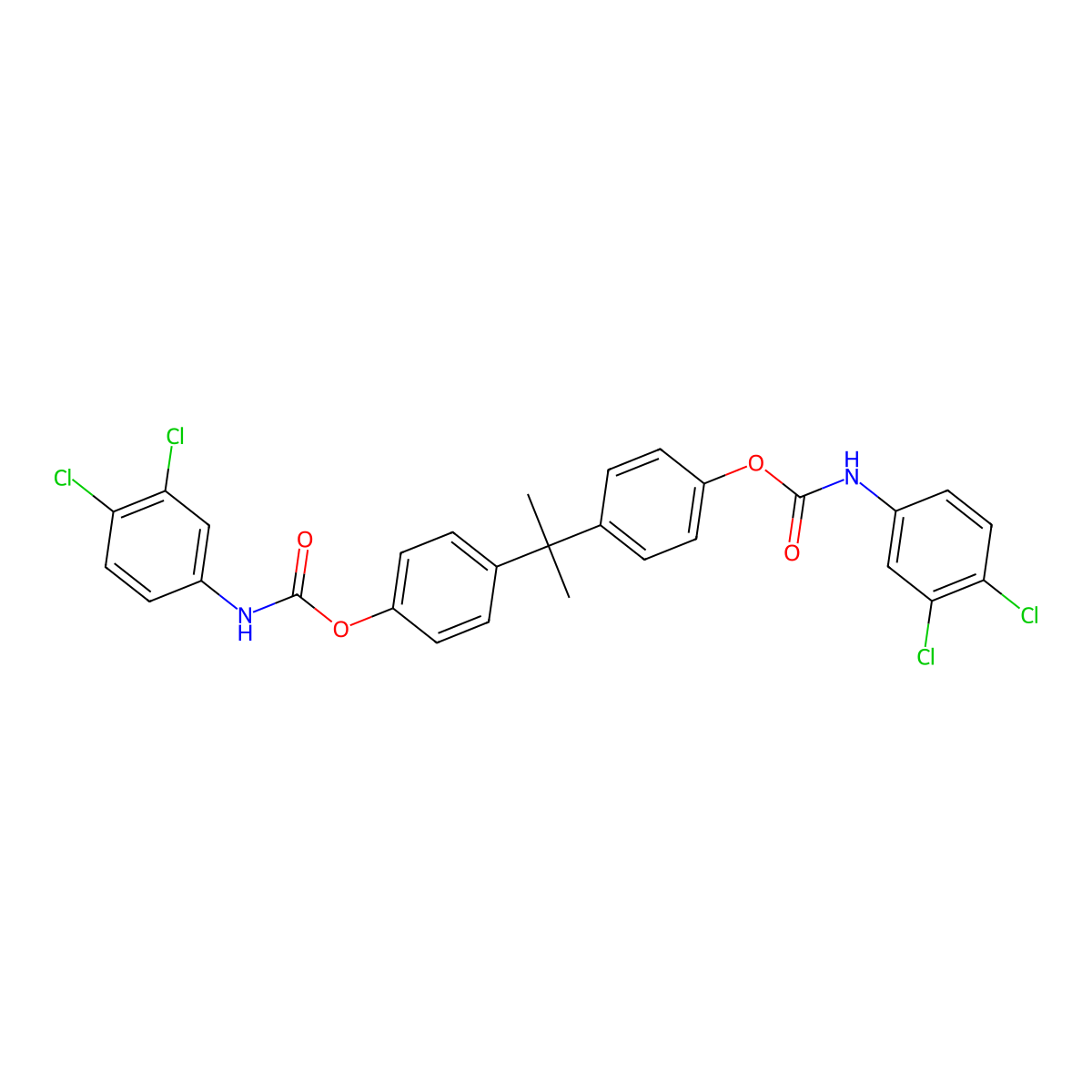 (Propane-2,2-diyl)di(4,1-phenylene) bis[(3,4-dichlorophenyl)carbamate] molecular structure, CAS 143537-64-8