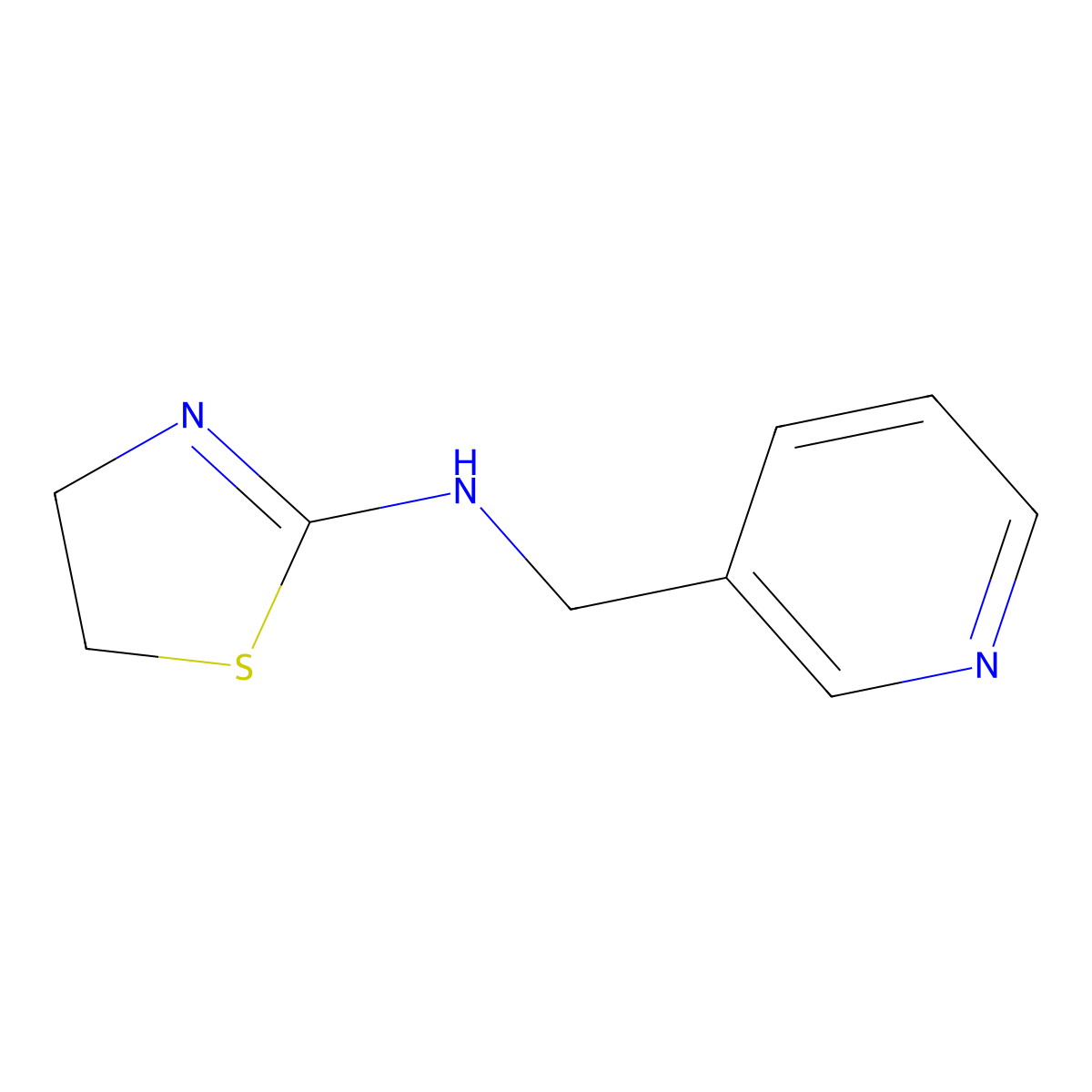 N-(pyridin-3-ylmethyl)-4,5-dihydro-1,3-thiazol-2-amine molecular structure, CAS 143543-82-2