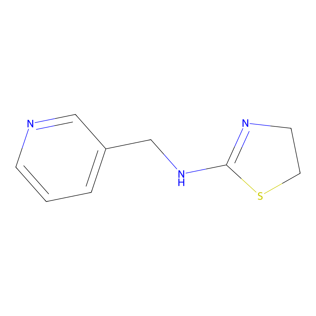 N-(pyridin-3-ylmethyl)-4,5-dihydro-1,3-thiazol-2-amine molecular structure, CAS 143543-82-2