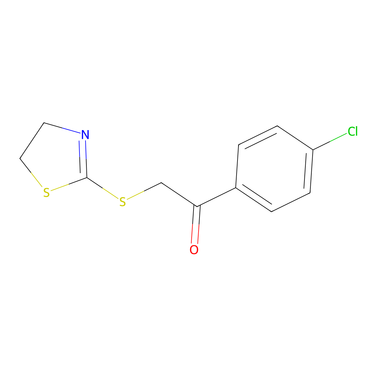 1-(4-Chlorophenyl)-2-((4,5-dihydro-2-thiazolyl)thio)ethanone molecular structure, CAS 143543-83-3