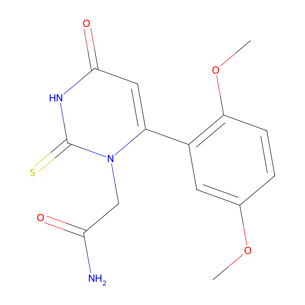 2-(6-(2,5-dimethoxyphenyl)-4-oxo-2-thioxo-3,4-dihydropyrimidin-1(2H)-yl)acetamide molecular structure, CAS 1435467-38-1