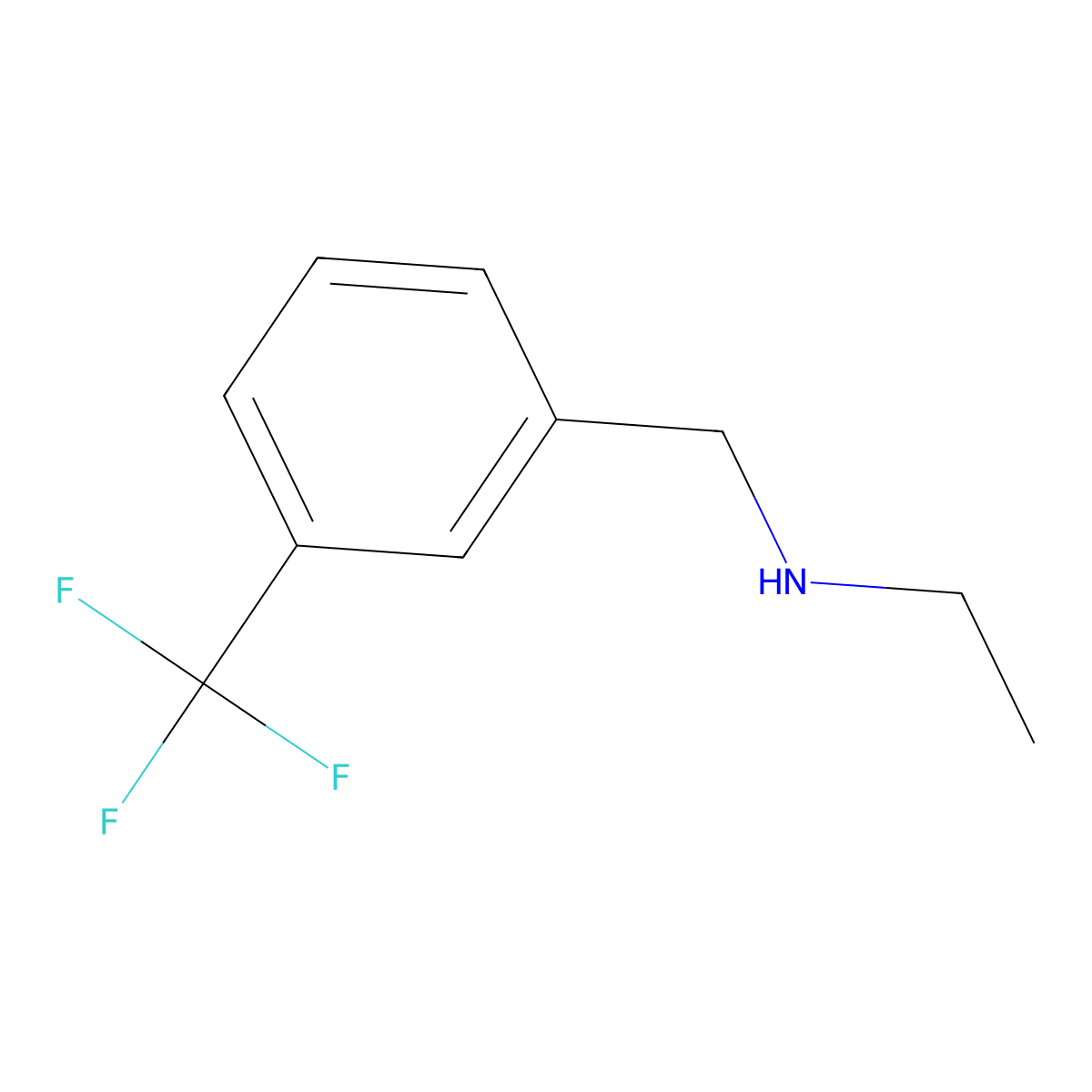 Benzenemethanamine, N-ethyl-3-(trifluoromethyl)- molecular structure, CAS 14355-04-5