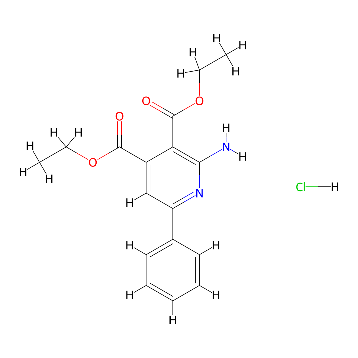 2-Amino-3,4-diethoxycarbonyl-6-phenylpyridine hydrochloride molecular structure, CAS 143556-21-2