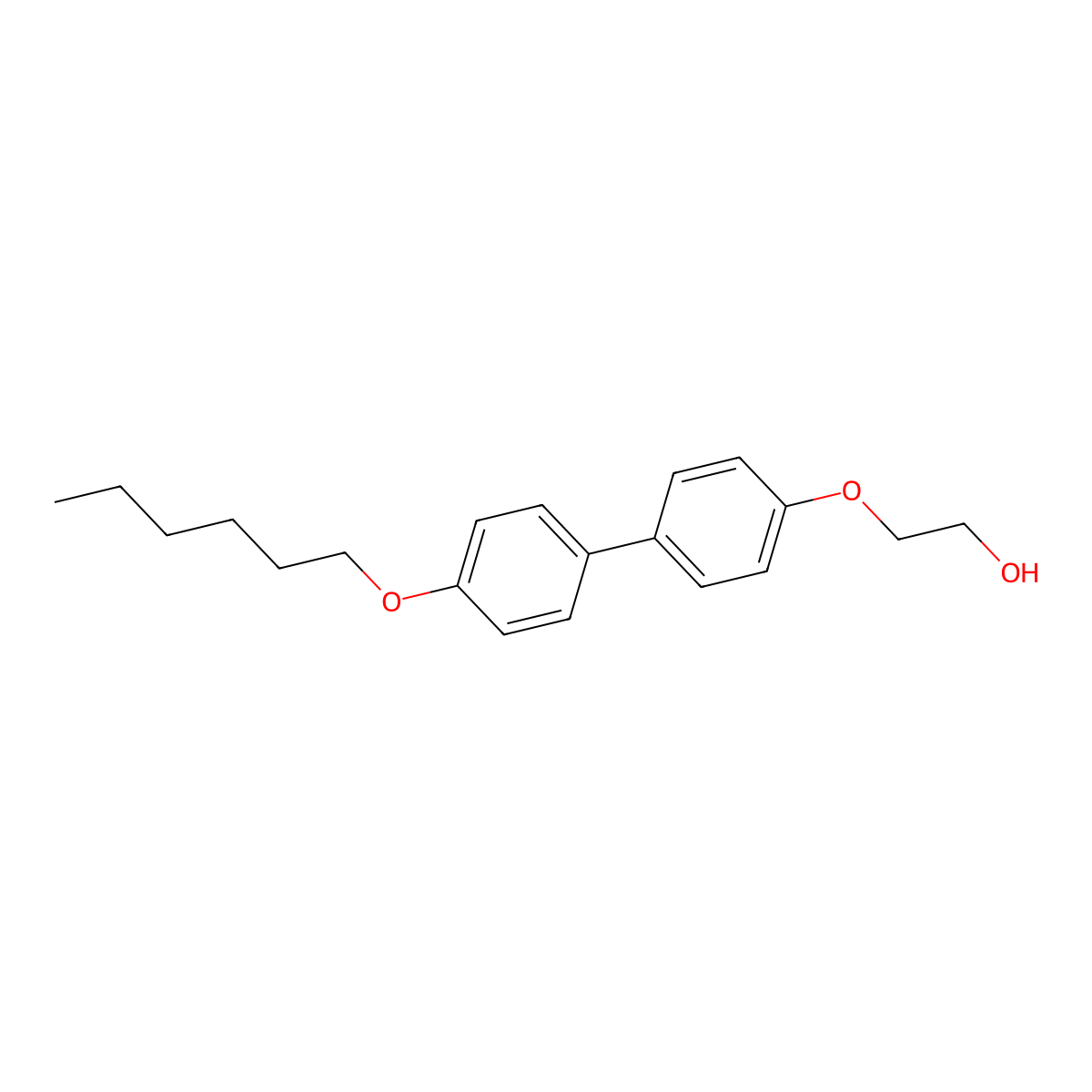 2-{[4'-(Hexyloxy)[1,1'-biphenyl]-4-yl]oxy}ethan-1-ol molecular structure, CAS 143559-12-0