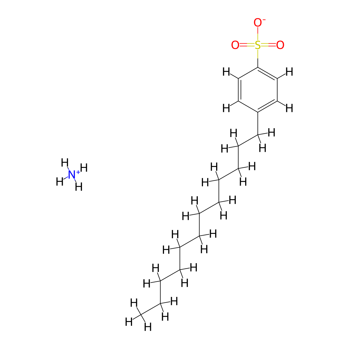 Benzenesulfonic acid, 4-dodecyl-, ammonium salt (1:1) molecular structure, CAS 14356-33-3