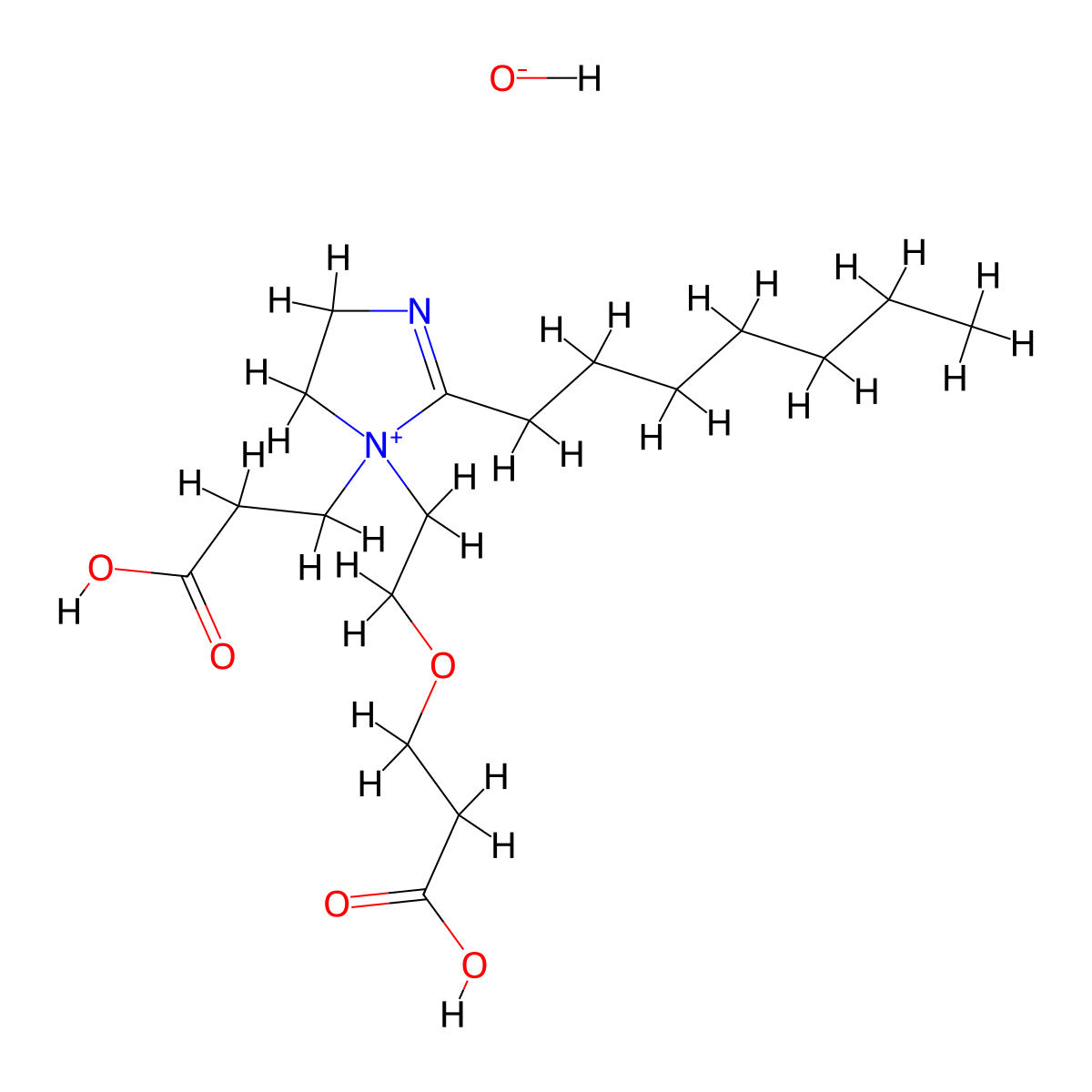 1-(2-(2-Carboxyethoxy)ethyl)-1-(2-carboxyethyl)-2-heptylimidazolin-2-ium hydroxide molecular structure, CAS 14356-50-4