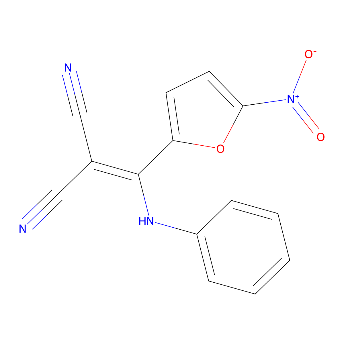 Propanedinitrile, [(5-nitro-2-furanyl)(phenylamino)methylene]- molecular structure, CAS 143560-36-5