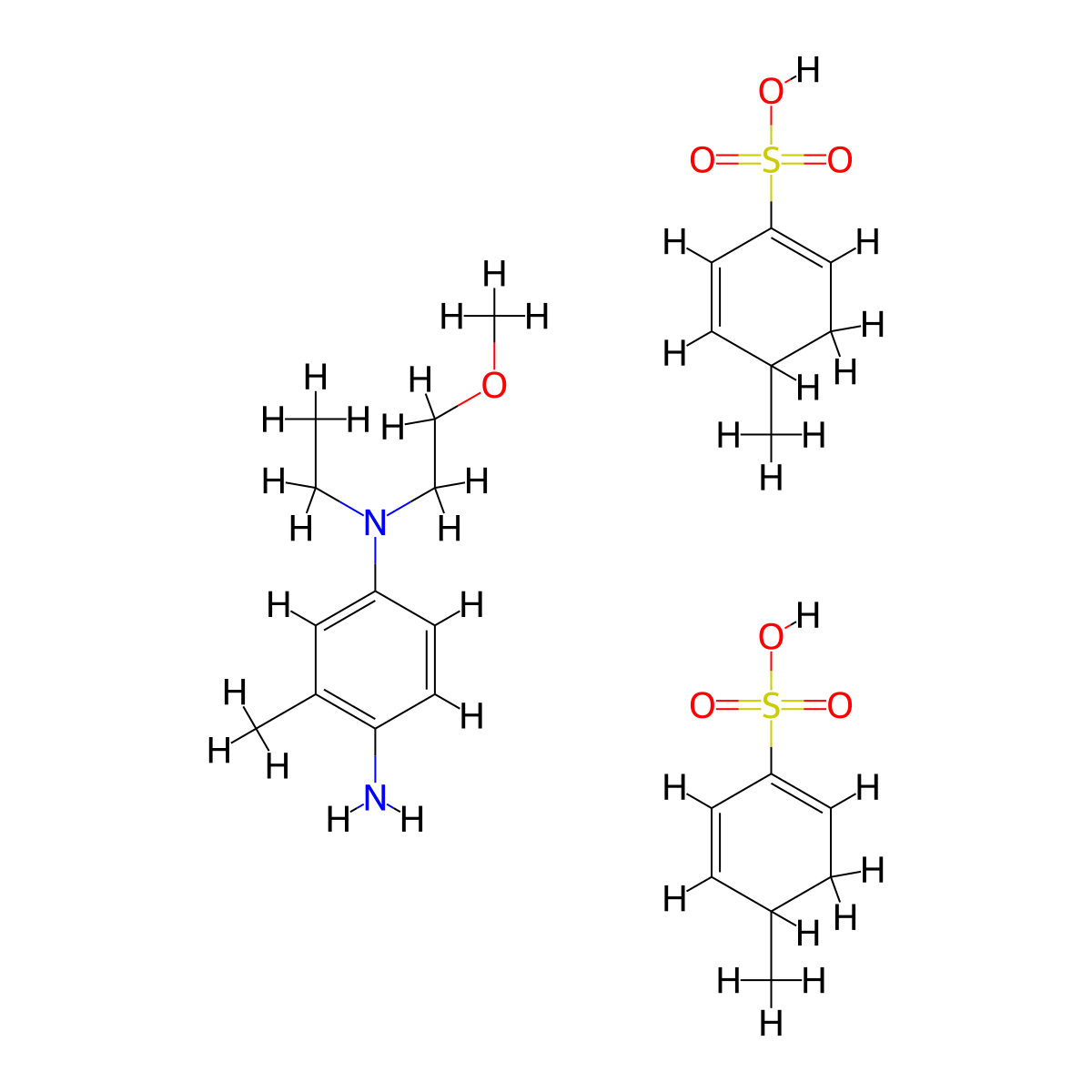 4-(Ethyl(2-methoxyethyl)ammonio)-o-toluidinium di(toluene-4-sulphonate) molecular structure, CAS 143568-91-6