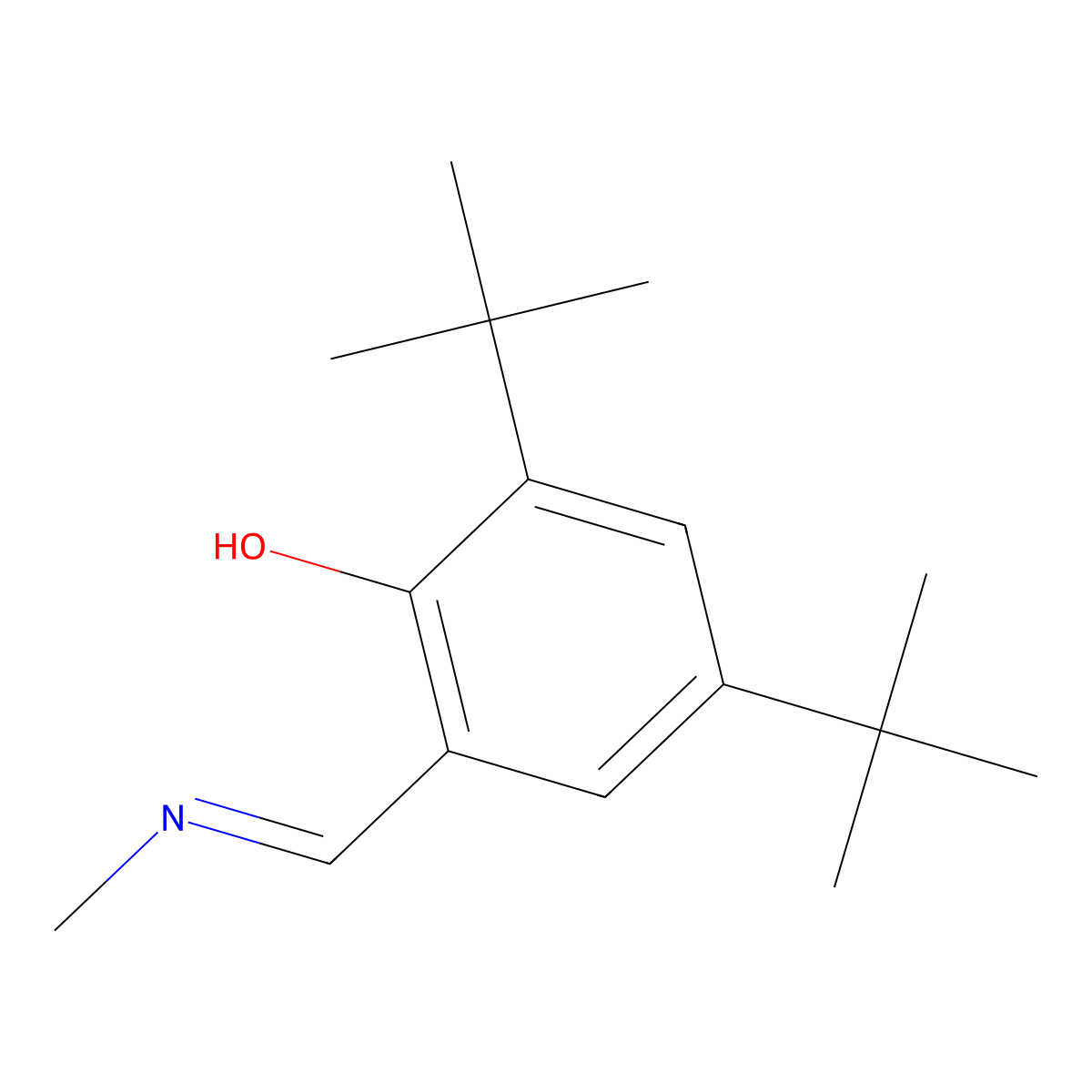 Phenol, 2,4-bis(1,1-dimethylethyl)-6-[(methylimino)methyl]- molecular structure, CAS 143569-55-5