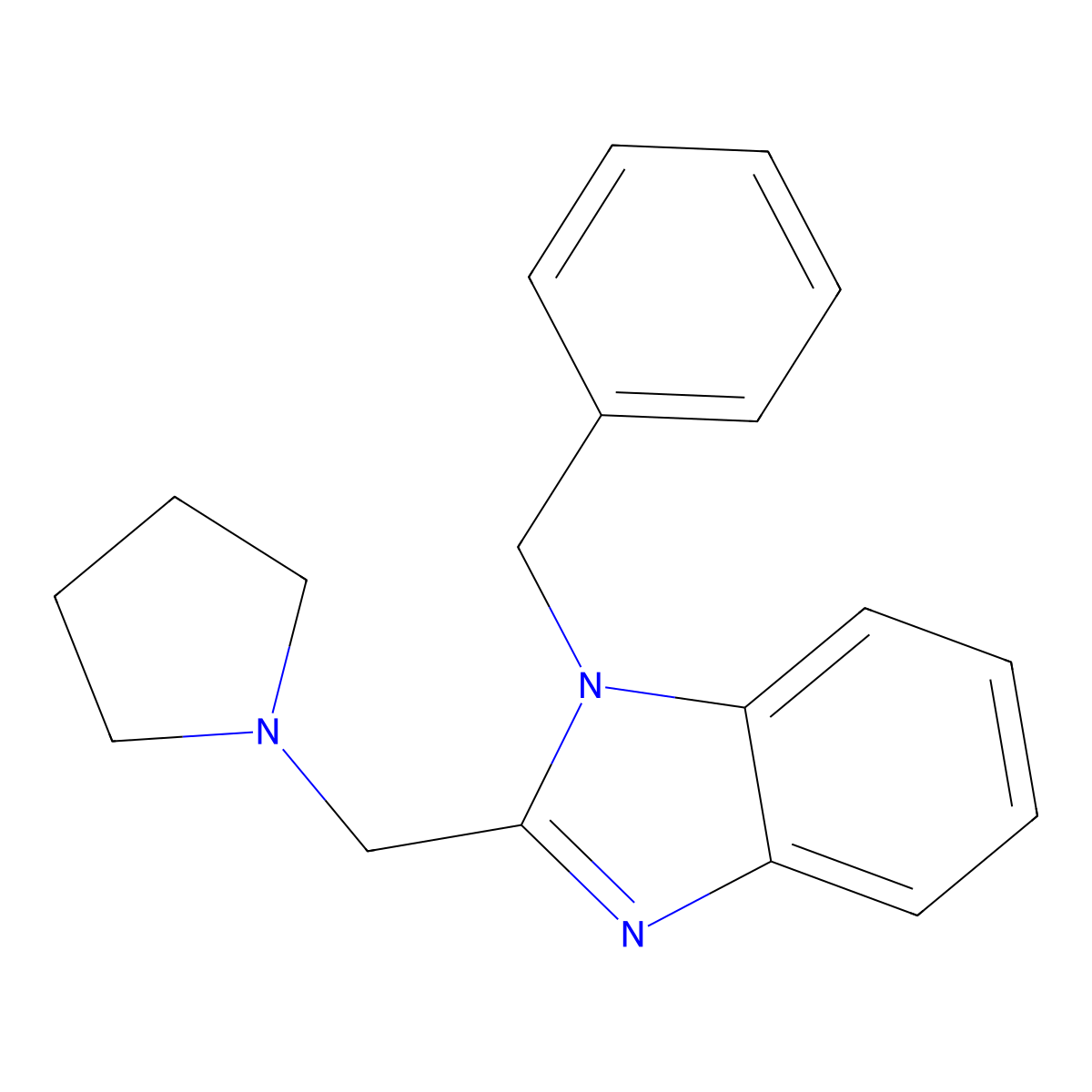 1-Benzyl-2-(pyrrolidin-1-ylmethyl)benzimidazole molecular structure, CAS 14357-71-2