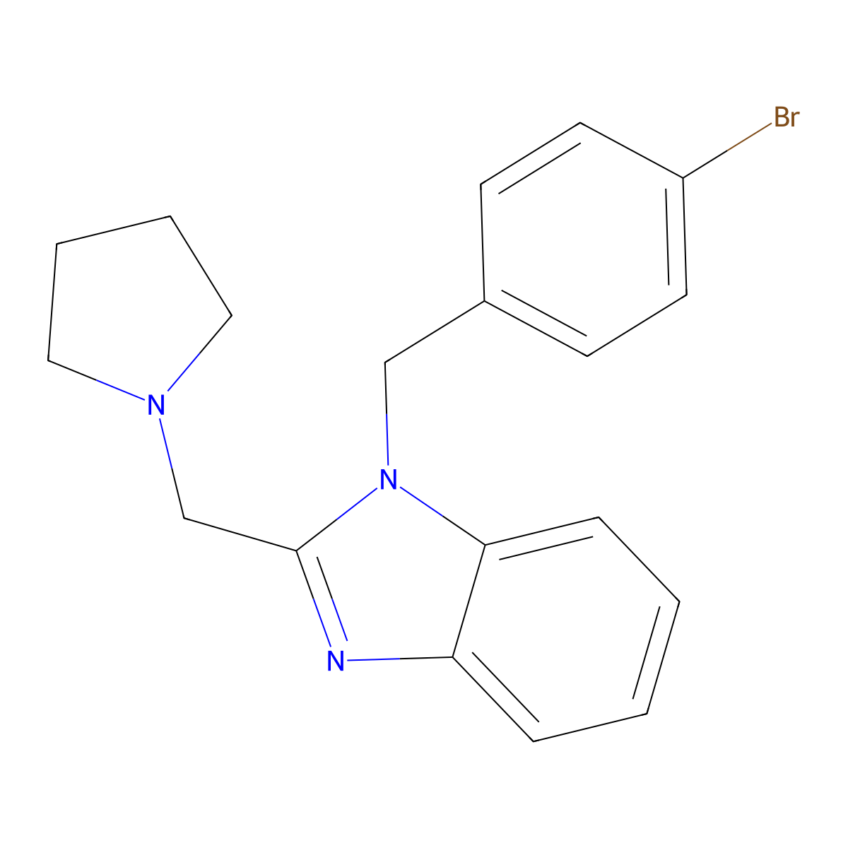 1-(4-bromobenzyl)-2-(pyrrolidin-1-ylmethyl)-1H-benzimidazole molecular structure, CAS 14357-72-3