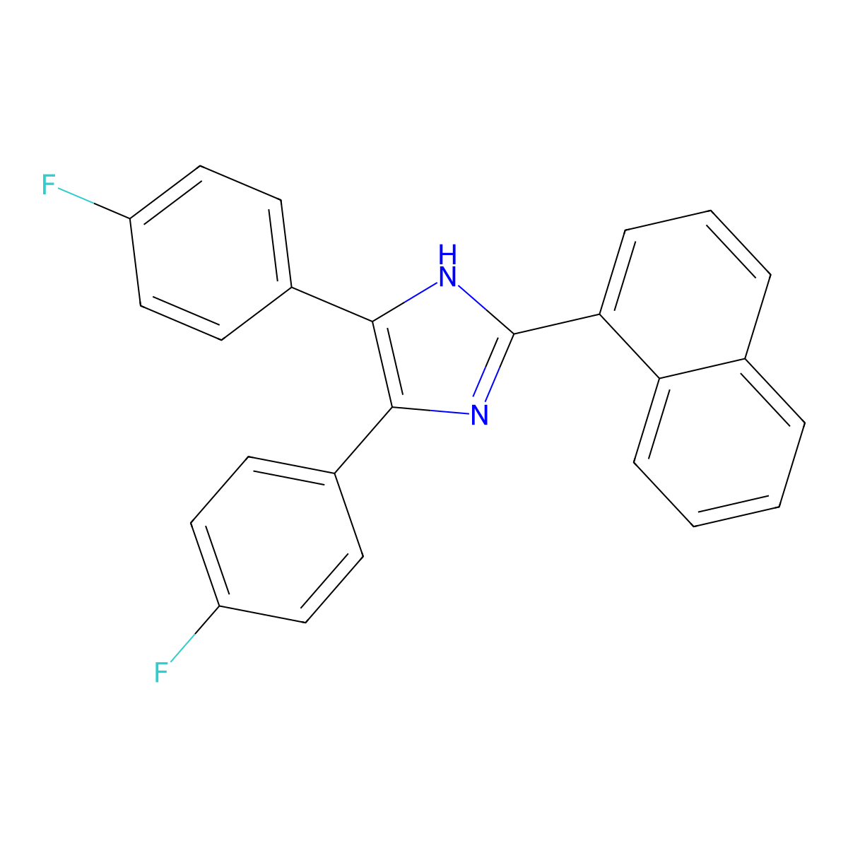 4,5-bis(4-fluorophenyl)-2-(naphthalen-1-yl)-1H-imidazole molecular structure, CAS 1435770-02-7