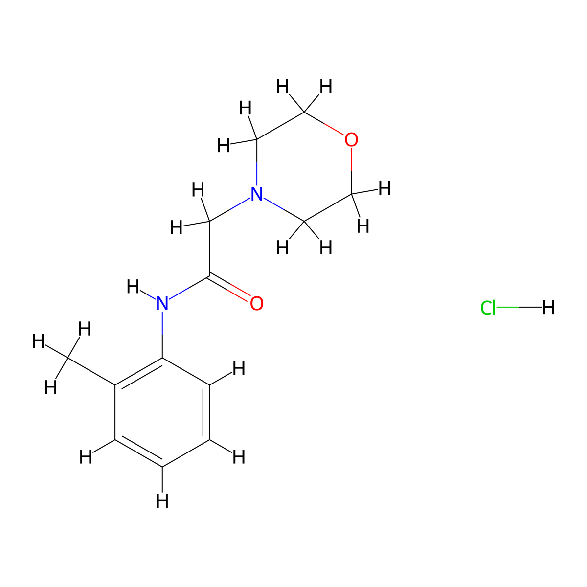 4-Morpholineacetamide, N-(2-methylphenyl)-, monohydrochloride molecular structure, CAS 143579-13-9