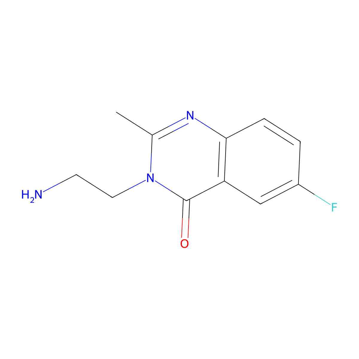 3-(2-aminoethyl)-6-fluoro-2-methylquinazolin-4(3H)-one molecular structure, CAS 1435803-61-4