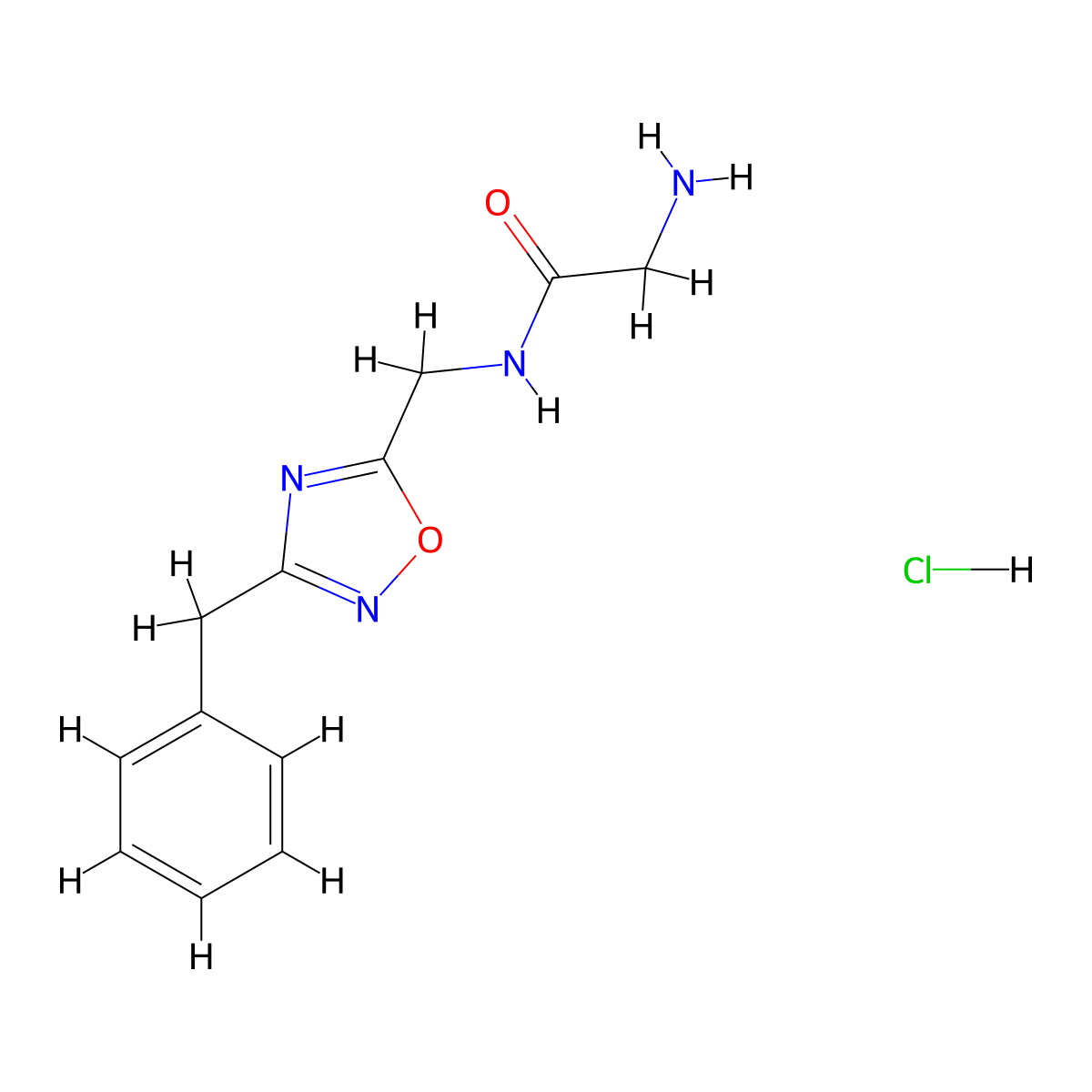 2-amino-N-((3-benzyl-1,2,4-oxadiazol-5-yl)methyl)acetamide hydrochloride molecular structure, CAS 1435803-73-8