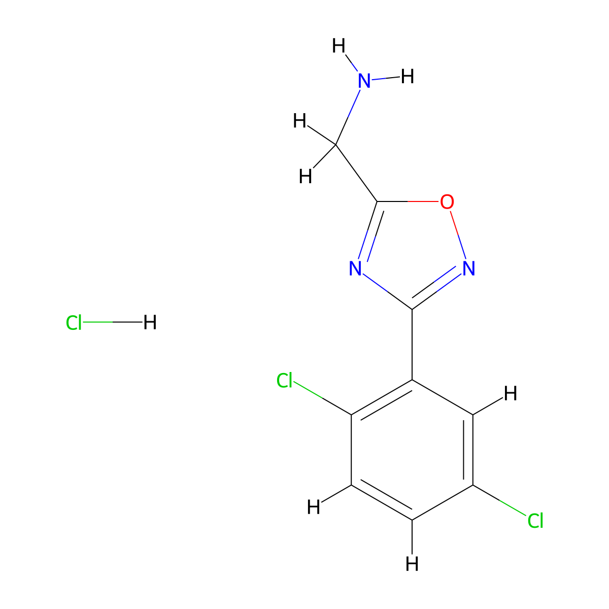 (3-(2,5-Dichlorophenyl)-1,2,4-oxadiazol-5-yl)methanamine hydrochloride molecular structure, CAS 1435803-98-7