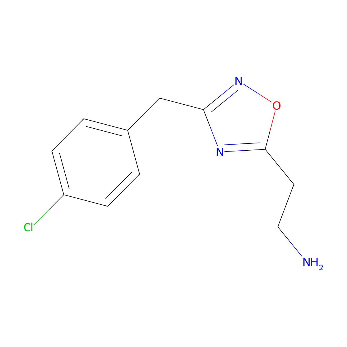 2-[3-(4-Chlorobenzyl)-1,2,4-oxadiazol-5-yl]ethanamine molecular structure, CAS 1435804-01-5