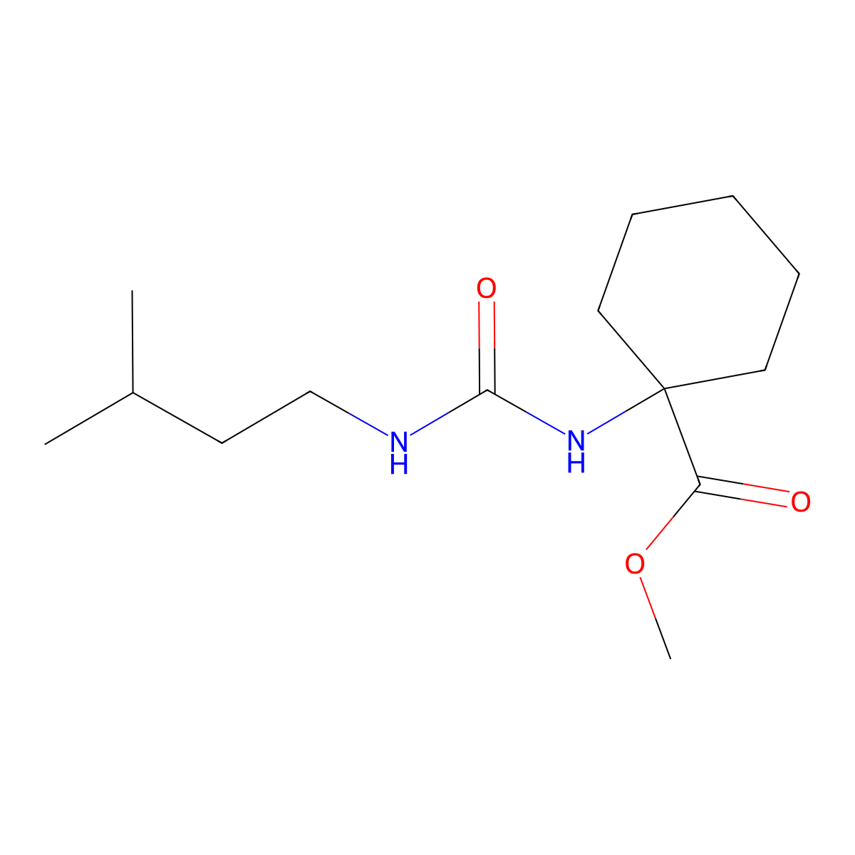 Methyl 1-{[(3-methylbutyl)carbamoyl]amino}cyclohexanecarboxylate molecular structure, CAS 1435804-04-8