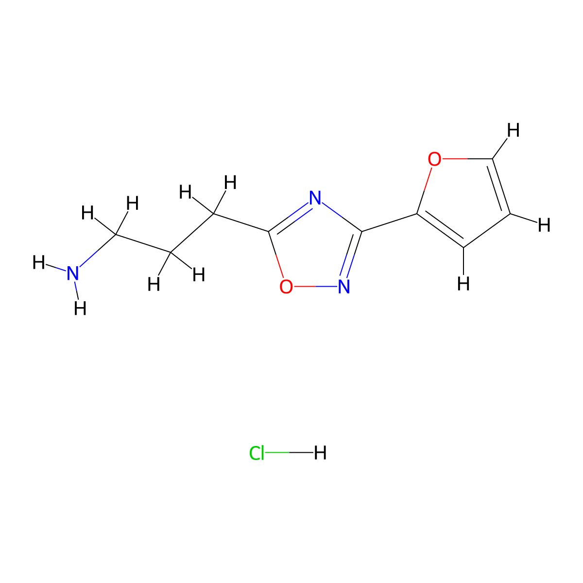 3-(3-(Furan-2-yl)-1,2,4-oxadiazol-5-yl)propan-1-amine hydrochloride molecular structure, CAS 1435804-19-5