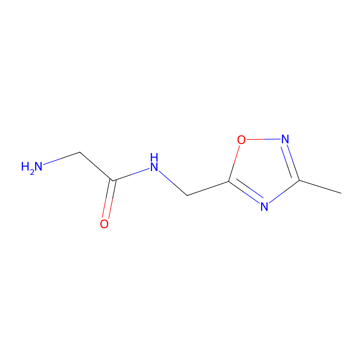 2-amino-N-[(3-methyl-1,2,4-oxadiazol-5-yl)methyl]acetamide molecular structure, CAS 1435804-26-4