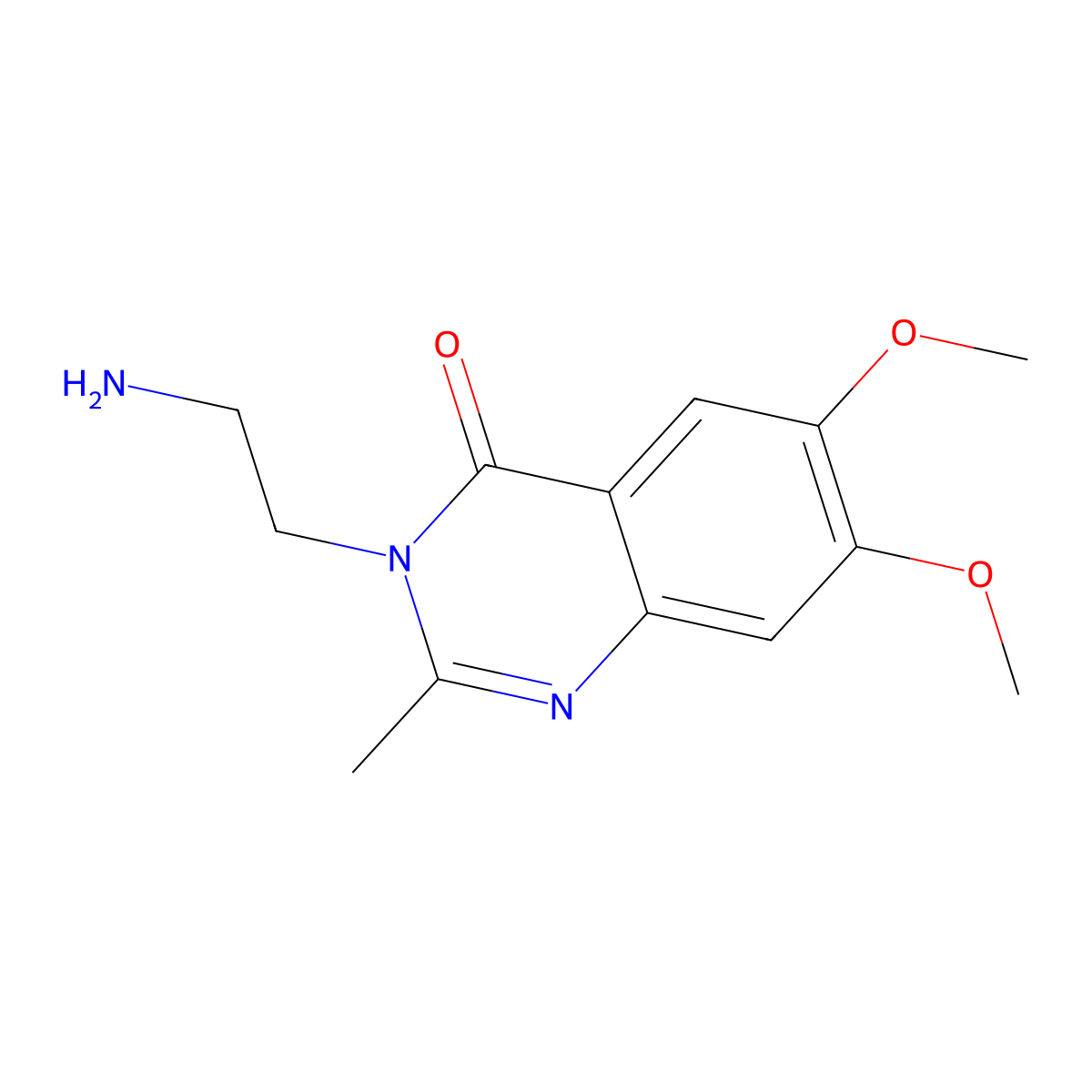 3-(2-aminoethyl)-6,7-dimethoxy-2-methylquinazolin-4(3H)-one molecular structure, CAS 1435804-32-2