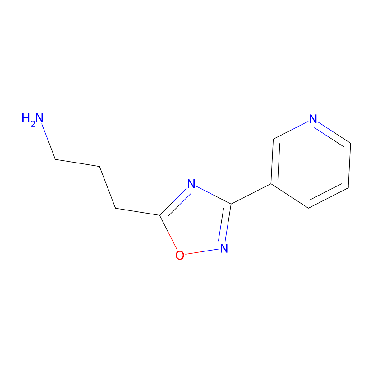 3-[3-(Pyridin-3-yl)-1,2,4-oxadiazol-5-yl]propan-1-amine molecular structure, CAS 1435804-34-4