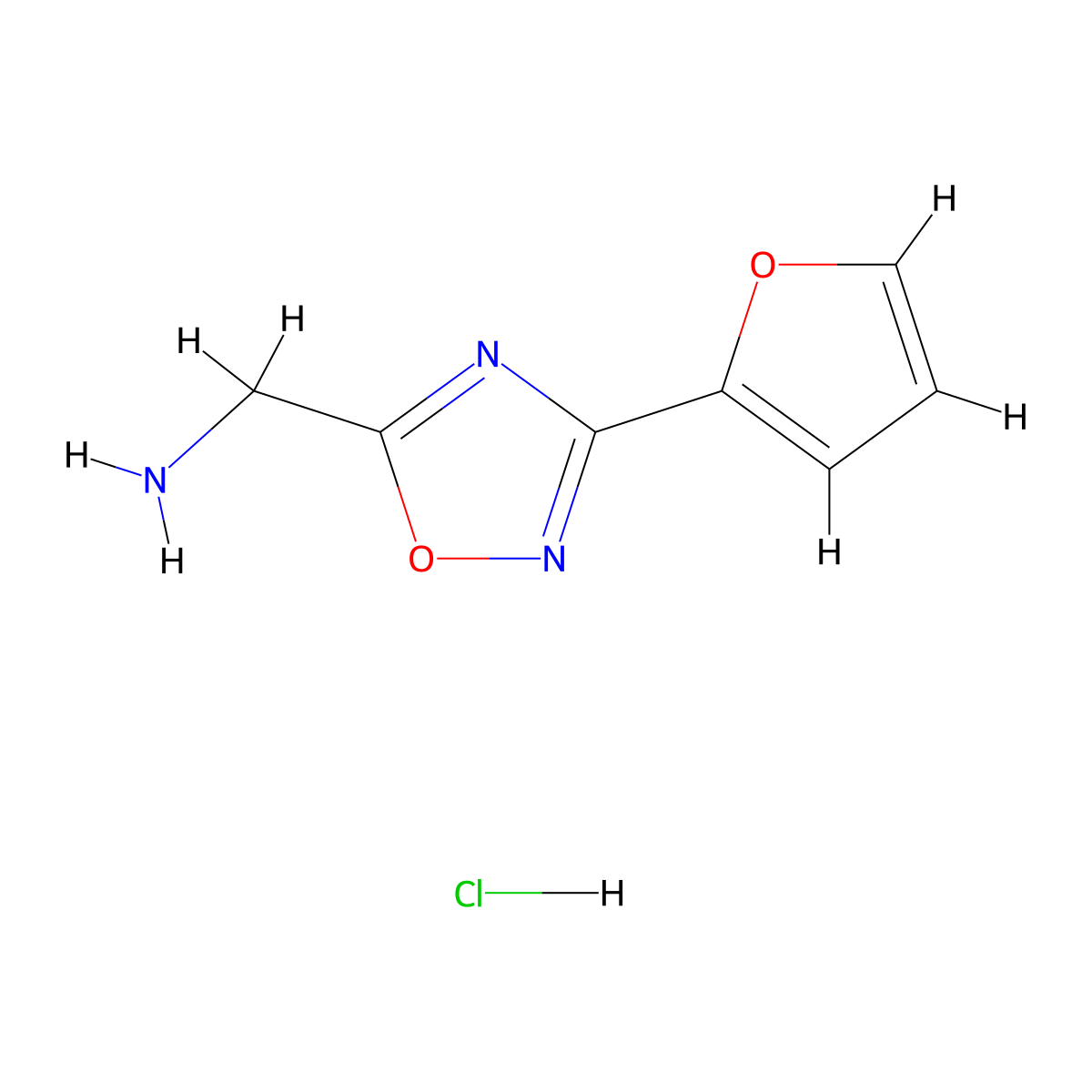 (3-(Furan-2-yl)-1,2,4-oxadiazol-5-yl)methanamine hydrochloride molecular structure, CAS 1435804-36-6