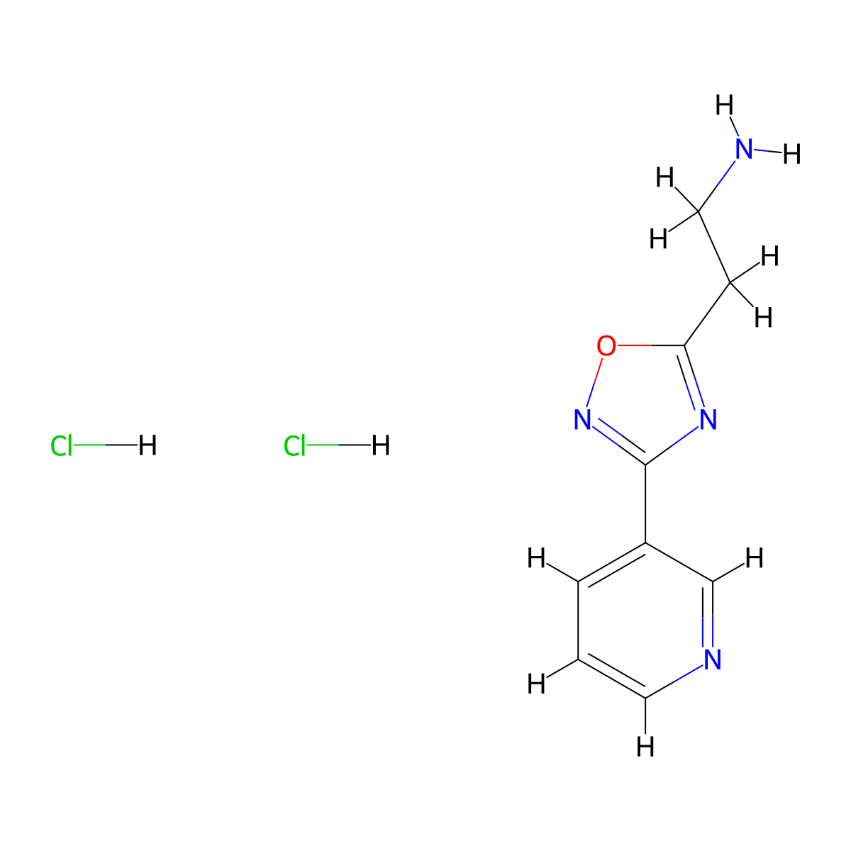 2-(3-(Pyridin-3-yl)-1,2,4-oxadiazol-5-yl)ethan-1-amine dihydrochloride molecular structure, CAS 1435804-37-7