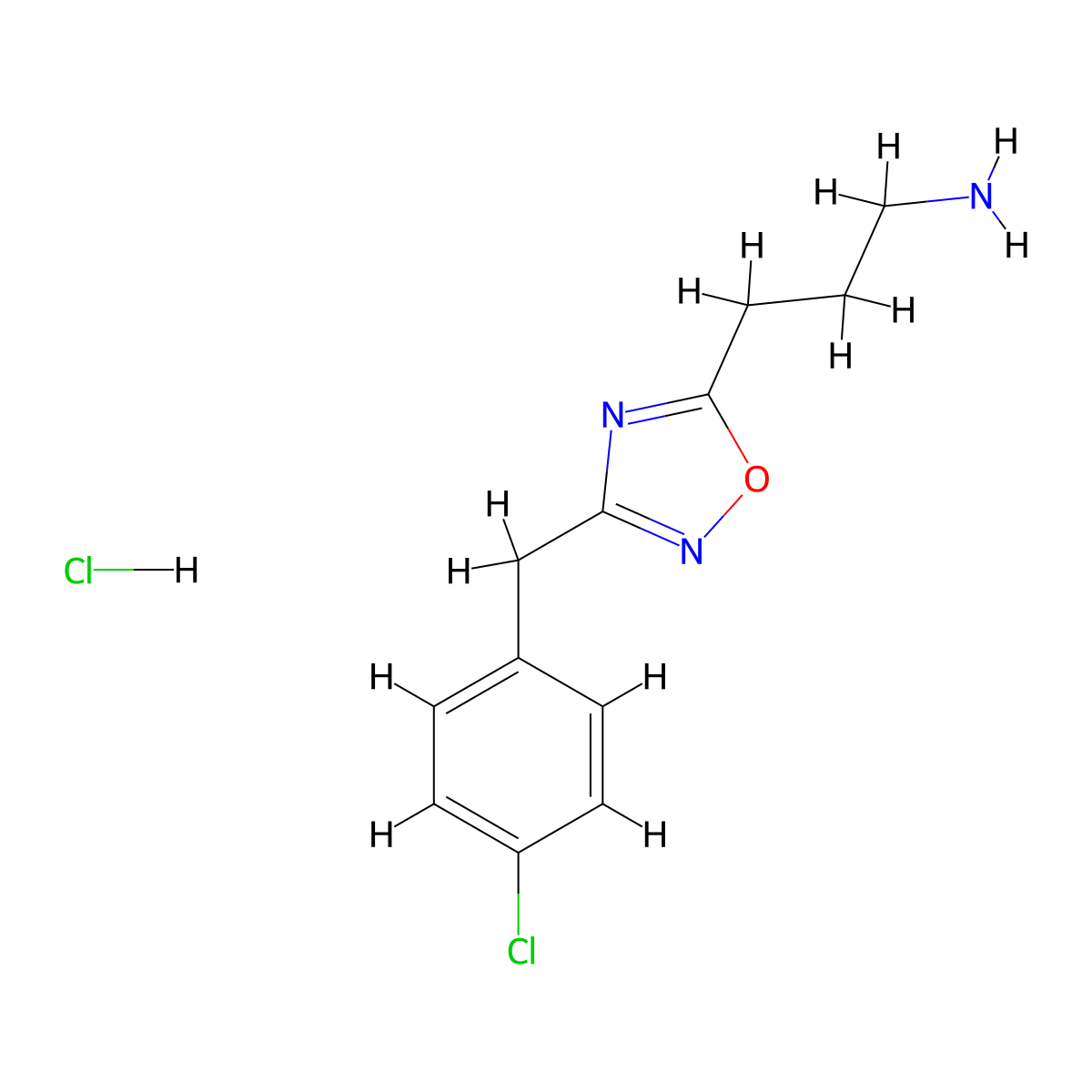 3-(3-(4-Chlorobenzyl)-1,2,4-oxadiazol-5-yl)propan-1-amine hydrochloride molecular structure, CAS 1435804-49-1