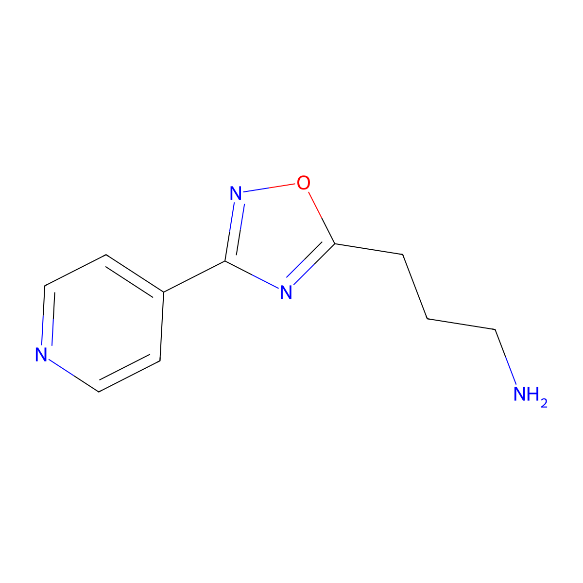 3-[3-(Pyridin-4-yl)-1,2,4-oxadiazol-5-yl]propan-1-amine molecular structure, CAS 1435804-51-5