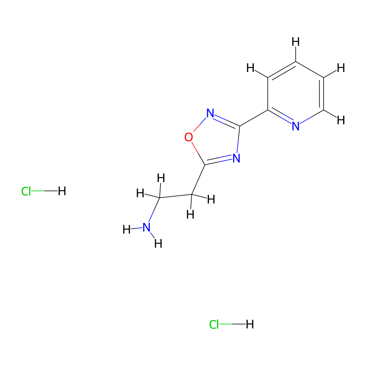 2-(3-(Pyridin-2-yl)-1,2,4-oxadiazol-5-yl)ethan-1-amine dihydrochloride molecular structure, CAS 1435804-55-9