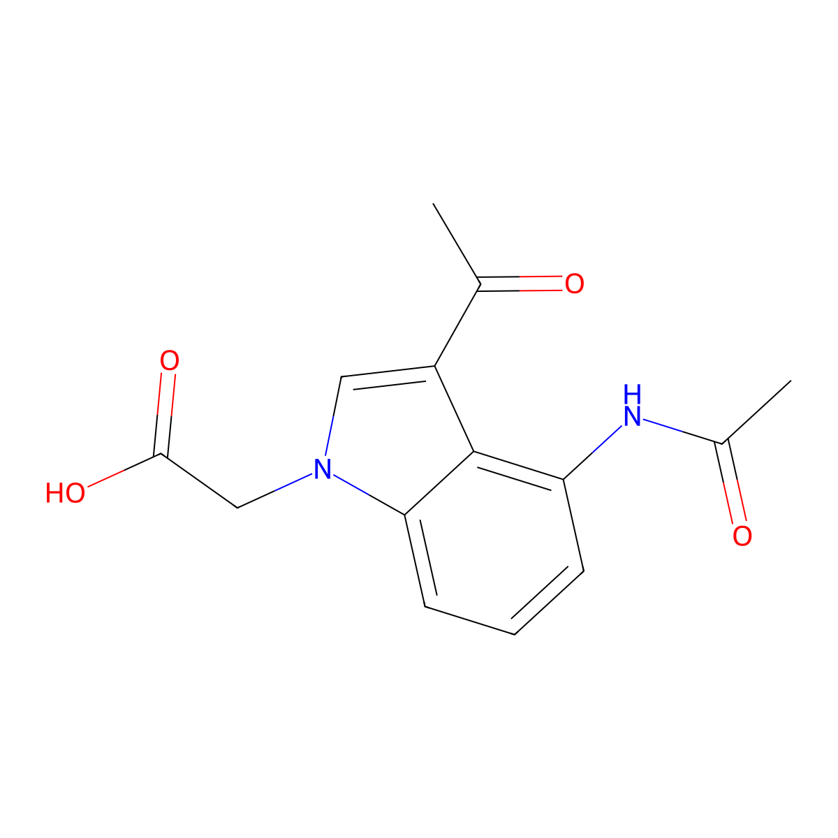 2-(4-acetamido-3-acetyl-1H-indol-1-yl)acetic acid molecular structure, CAS 1435804-67-3