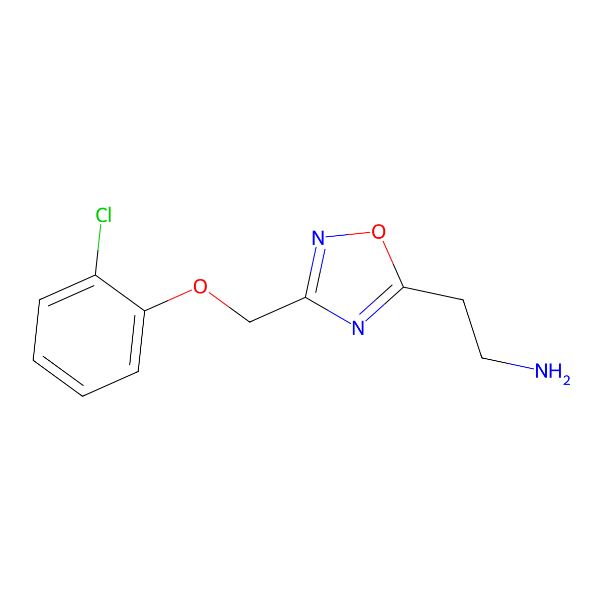 2-{3-[(2-Chlorophenoxy)methyl]-1,2,4-oxadiazol-5-yl}ethanamine molecular structure, CAS 1435804-76-4