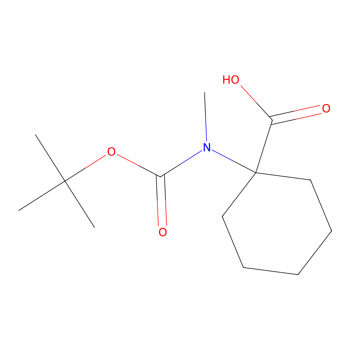1-((Tert-butoxycarbonyl)(methyl)amino)cyclohexane-1-carboxylic acid molecular structure, CAS 1435805-19-8