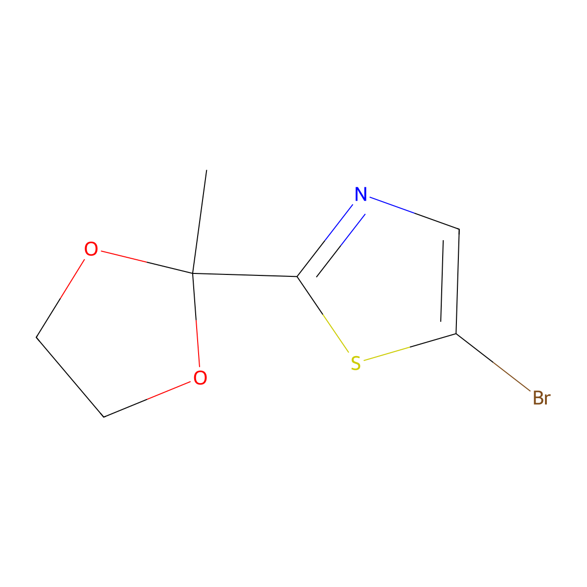5-Bromo-2-(2-methyl-1,3-dioxolan-2-yl)thiazole molecular structure, CAS 1435805-55-2