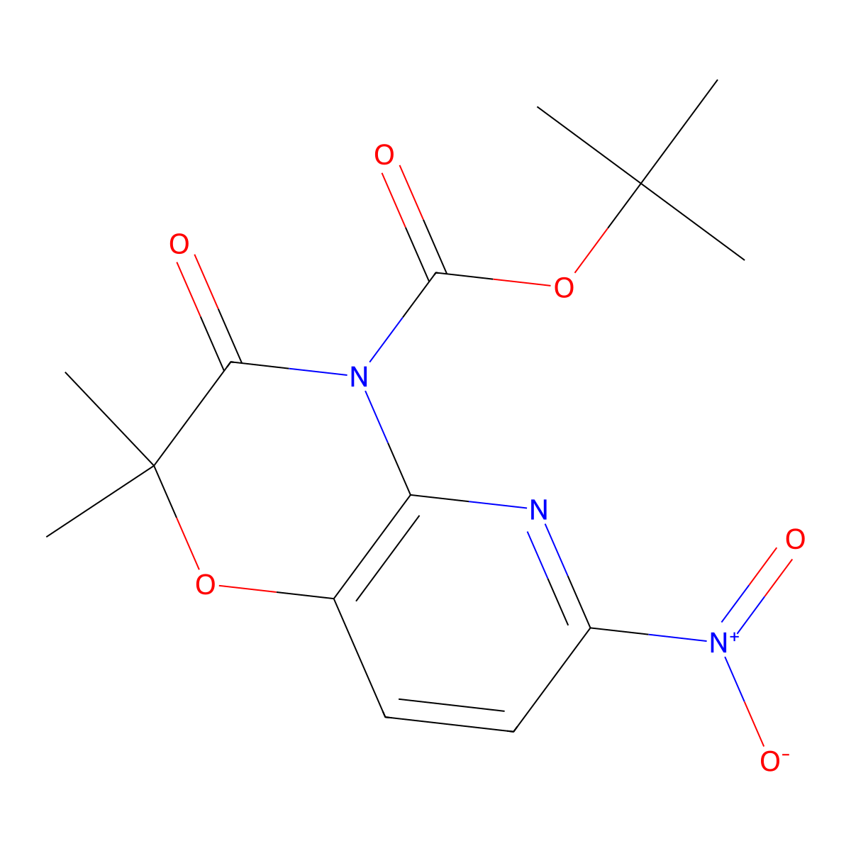 Tert-butyl 2,2-dimethyl-6-nitro-3-oxopyrido[3,2-b][1,4]oxazine-4-carboxylate molecular structure, CAS 1435805-67-6
