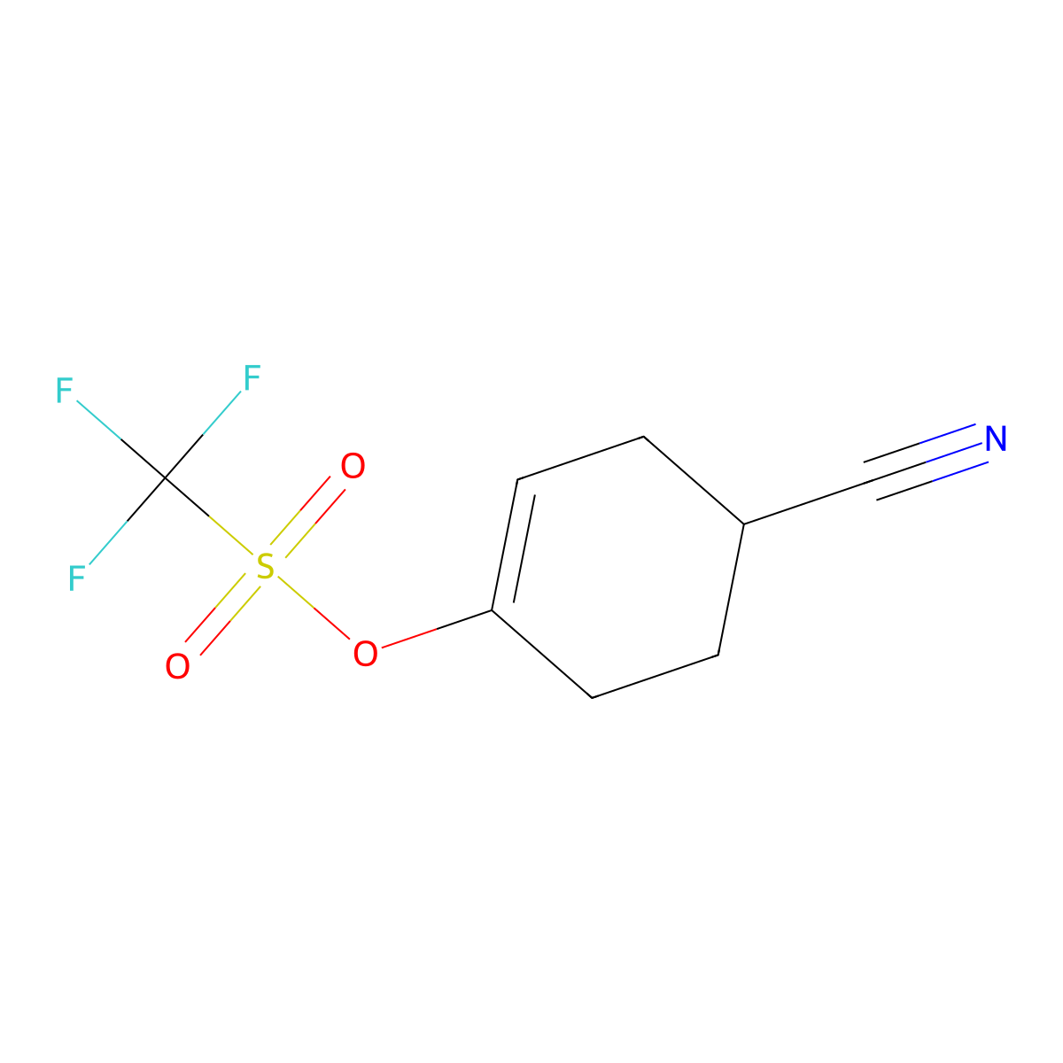 Methanesulfonic acid, 1,1,1-trifluoro-, 4-cyano-1-cyclohexen-1-yl ester molecular structure, CAS 1435805-92-7