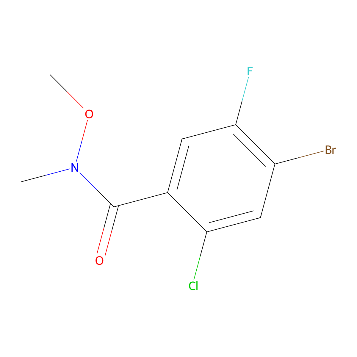 4-Bromo-2-chloro-5-fluoro-N-methoxy-N-methylbenzamide molecular structure, CAS 1435806-08-8