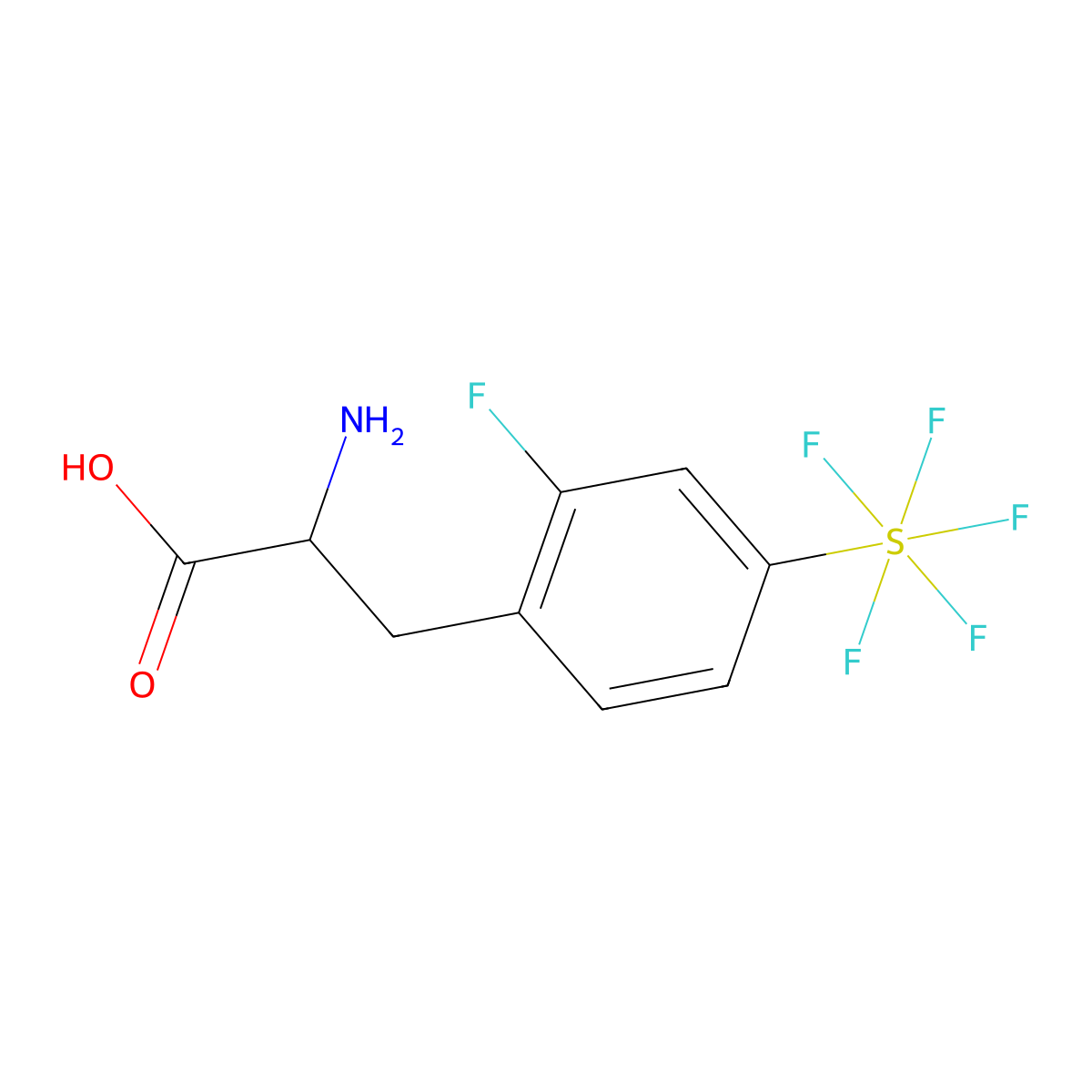 2-Fluoro-4-(pentafluorosulfur)-DL-phenylalanine molecular structure, CAS 1435806-16-8