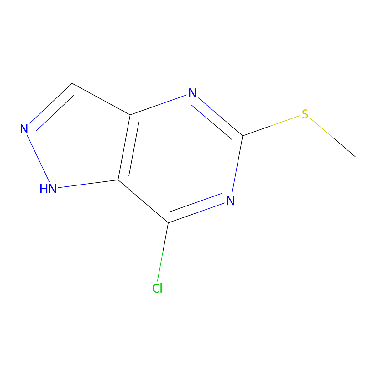 7-Chloro-5-(methylthio)-1H-pyrazolo[4,3-d]pyrimidine molecular structure, CAS 1435806-45-3