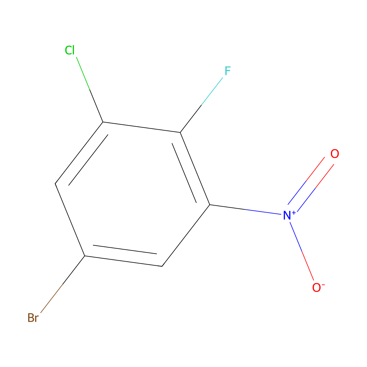 5-Bromo-1-chloro-2-fluoro-3-nitrobenzene molecular structure, CAS 1435806-75-9