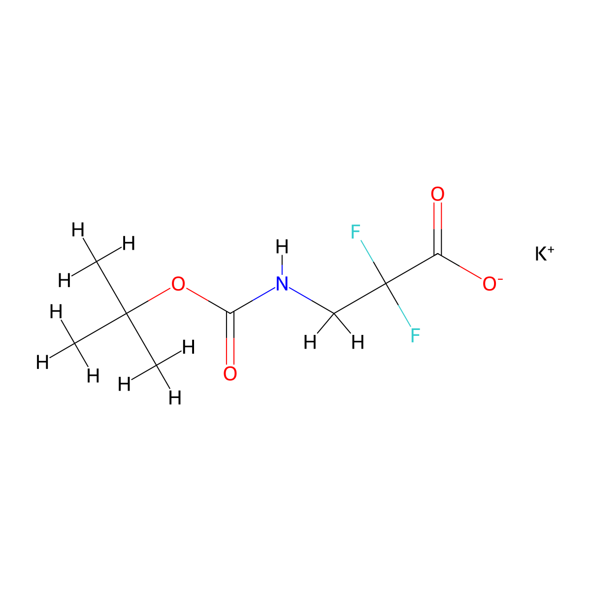Boc-3-amino-2,2-difluoro-propionic acid potassium salt molecular structure, CAS 1435806-88-4