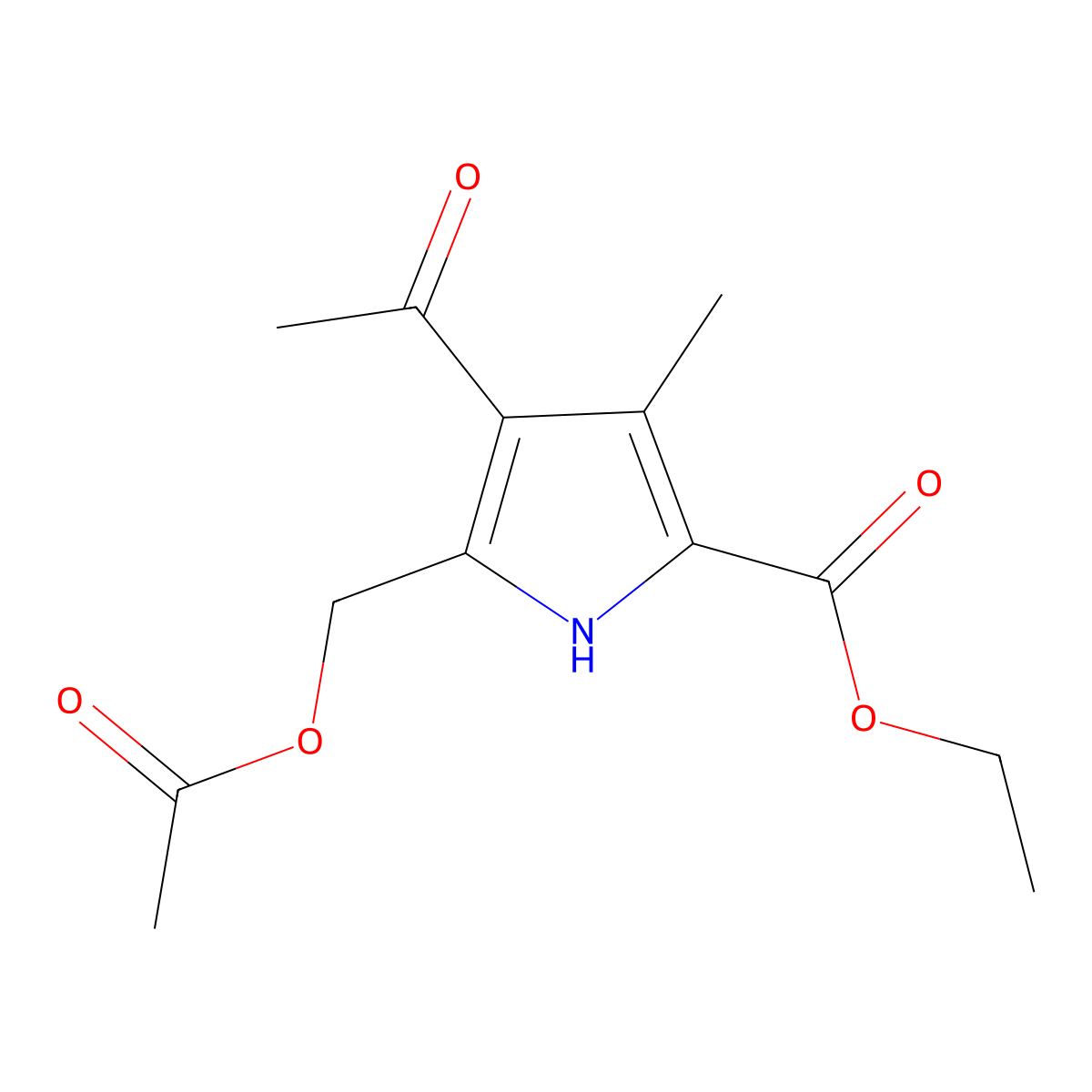 ethyl 4-acetyl-5-[(acetyloxy)methyl]-3-methyl-1H-pyrrole-2-carboxylate molecular structure, CAS 143583-56-6