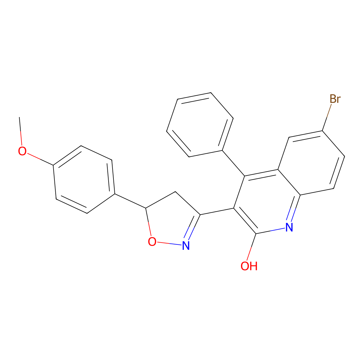 6-bromo-3-(5-(4-methoxyphenyl)-4,5-dihydroisoxazol-3-yl)-4-phenylquinolin-2(1H)-one molecular structure, CAS 143584-95-6