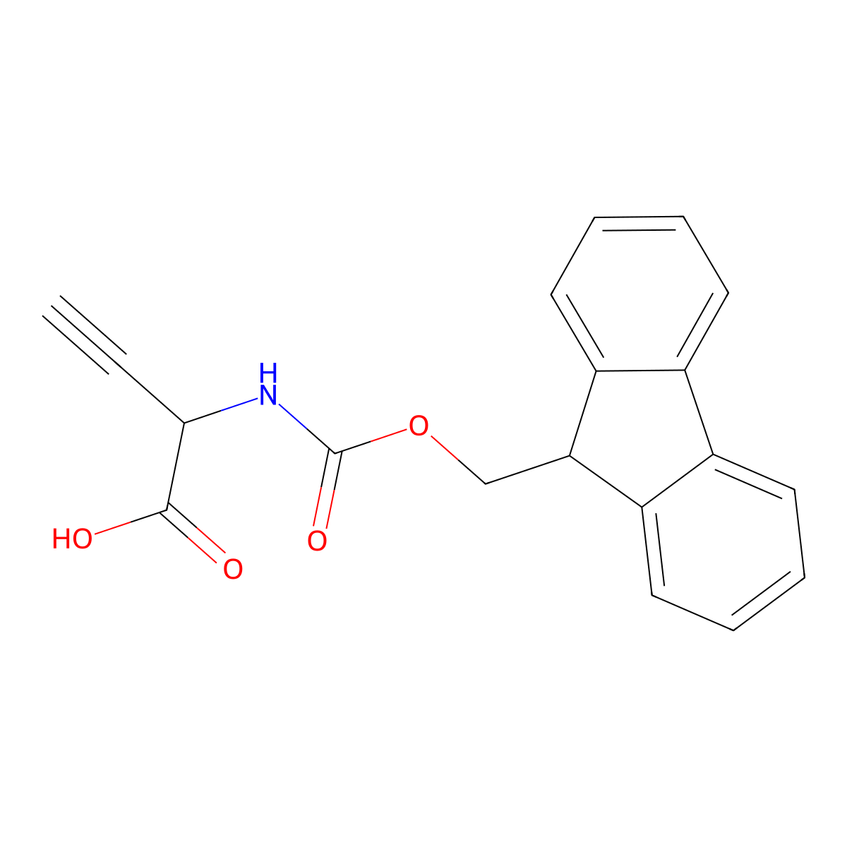 (S)-2-((((9H-fluoren-9-yl)methoxy)carbonyl)amino)but-3-ynoic acid molecular structure, CAS 1435854-95-7