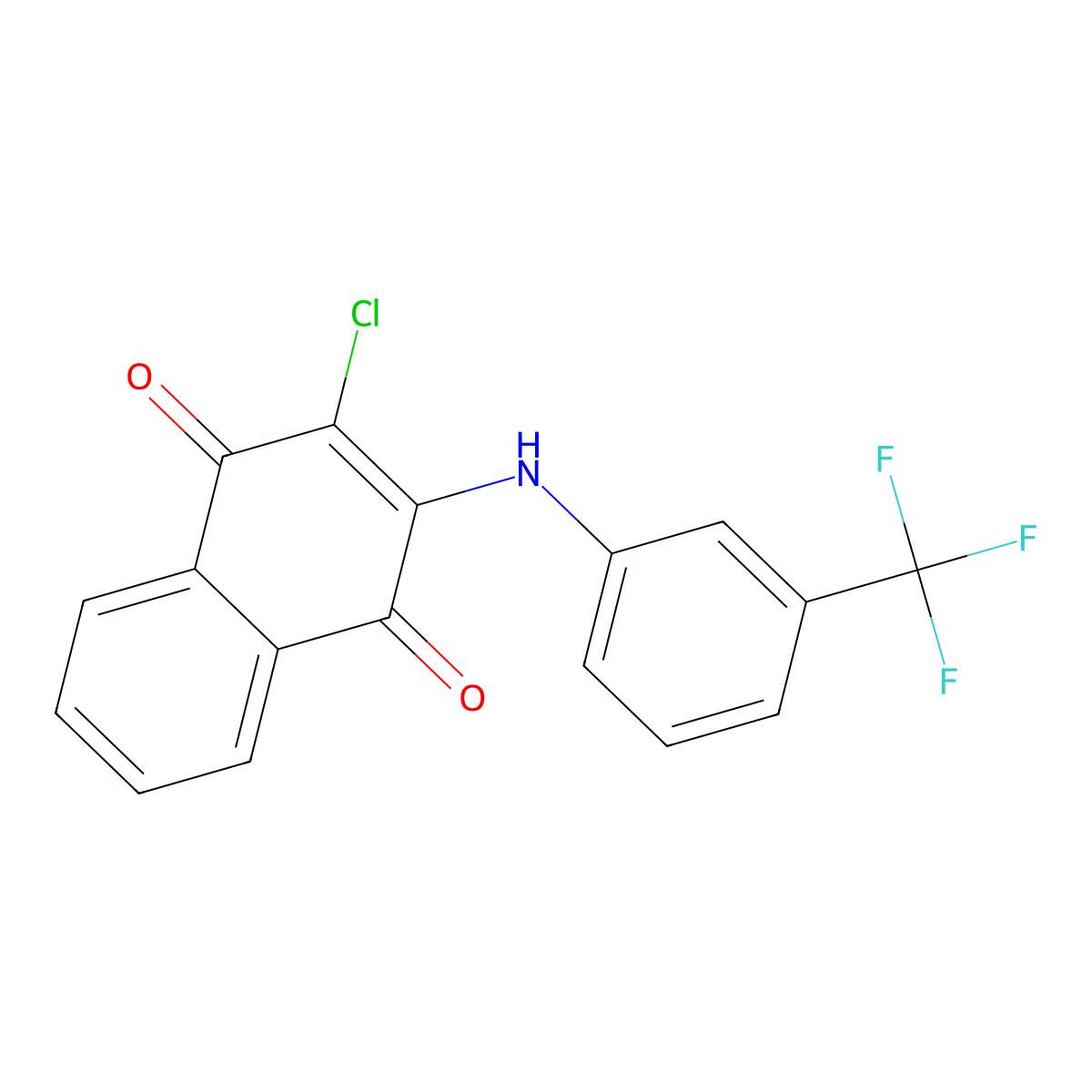1,4-Naphthalenedione, 2-chloro-3-[[3-(trifluoromethyl)phenyl]amino]- molecular structure, CAS 143586-69-0