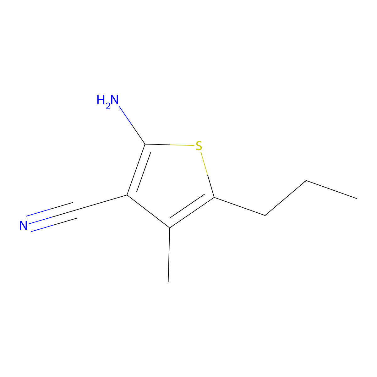 2-Amino-4-methyl-5-propylthiophene-3-carbonitrile molecular structure, CAS 143586-81-6