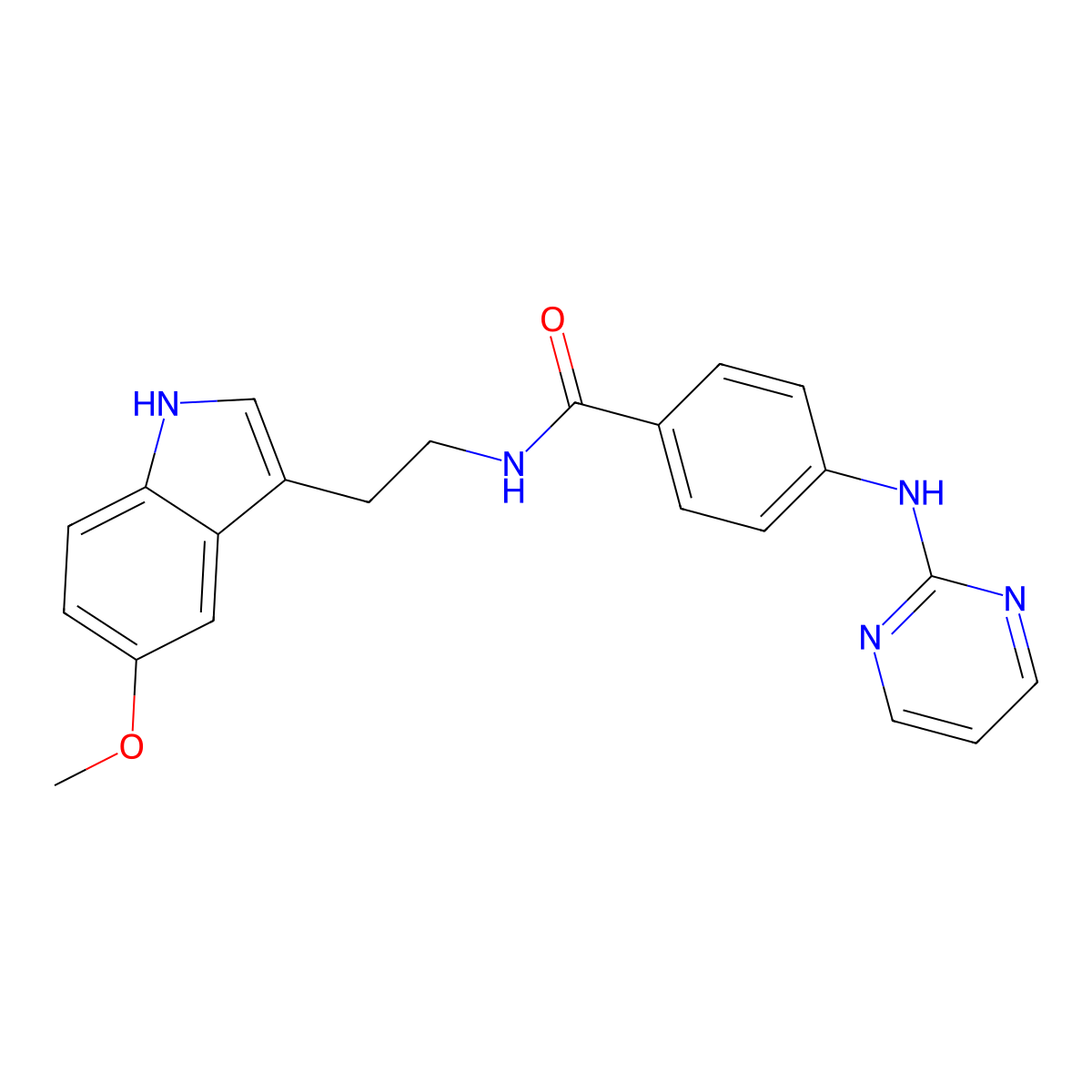 N-[2-(5-methoxy-1H-indol-3-yl)ethyl]-4-(pyrimidin-2-ylamino)benzamide molecular structure, CAS 1435898-46-6